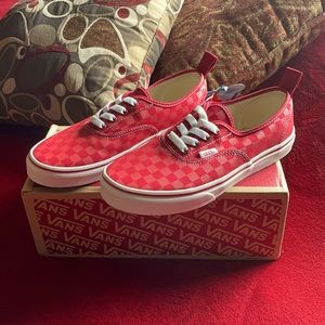 Vans Authentic Elastic Checkerboard Tango Red NWT